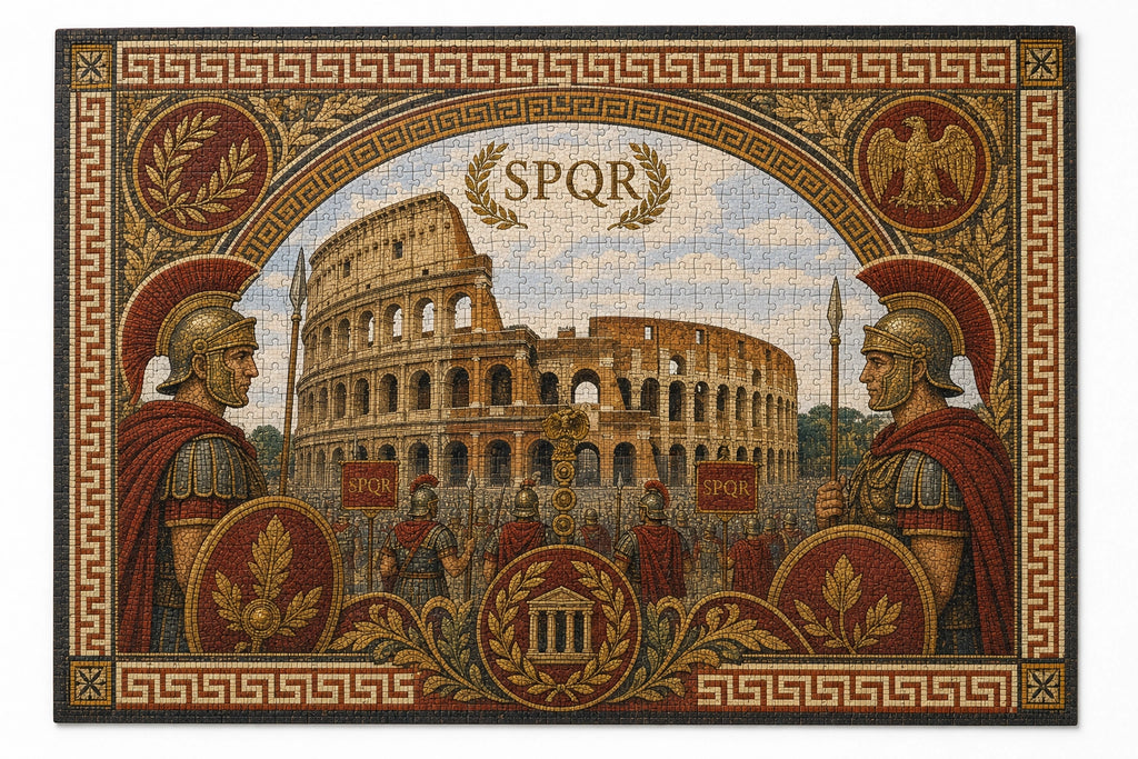 AncientCraft — The Colosseum & Roman Legions | 1000-Piece Wooden Mosaic Jigsaw Puzzle