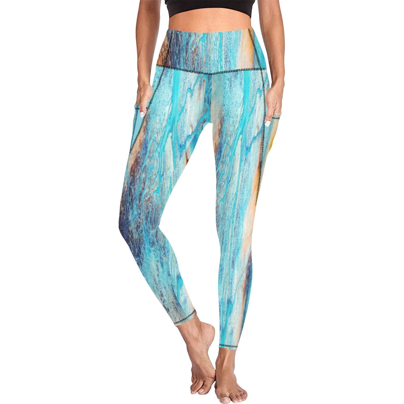 Rich and Rich Turquoise Yoga Leggings Set For Women