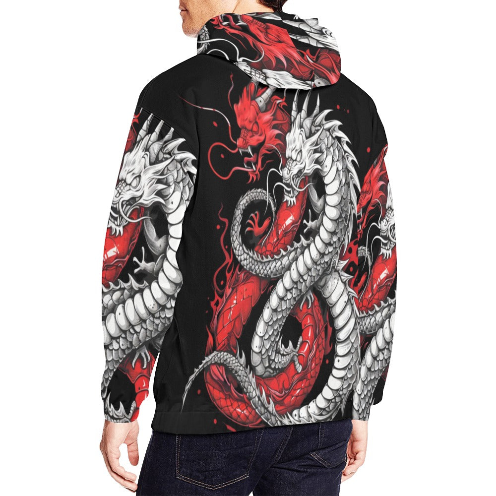 Rich and Rich Black and Red Snake Men's Hoodie featuring bold snake graphic design