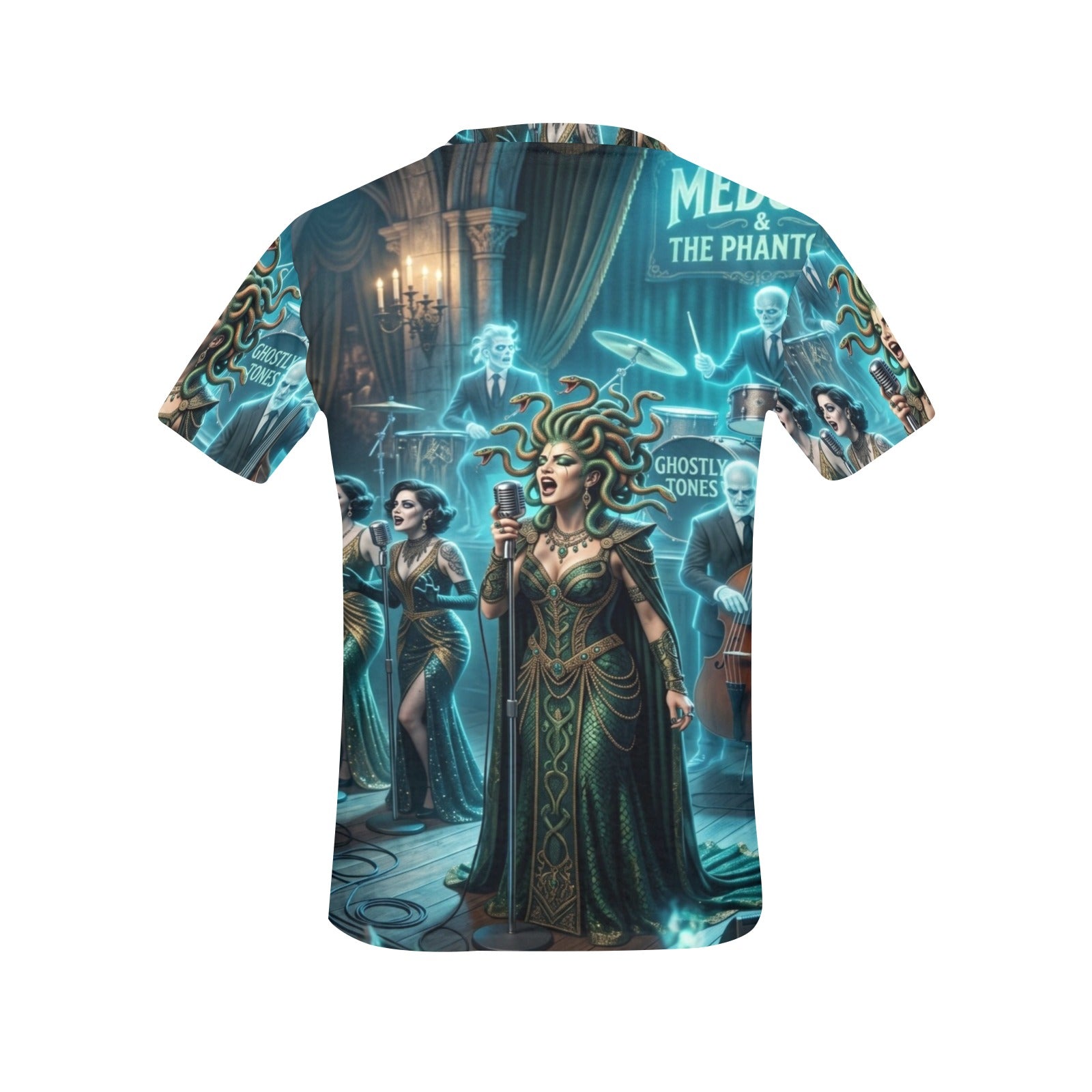 Rich and Rich Medusa and the Phantom Halloween Women's Blue T-Shirt - Rich and Rich Homeopportunities