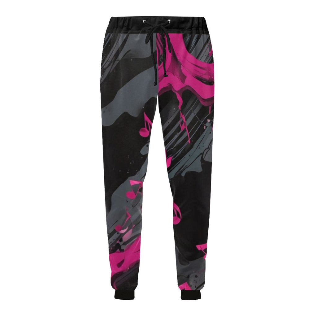 R&RH Magenta Graphic Men's All Over Print Sweatpants with tapered fit and deep pockets