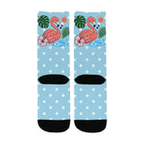 A Critter Kicks Girl Flamingo Blue Polka Dot Socks