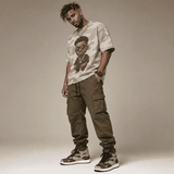 Camo green high-top men's sneakers with synthetic leather panels and rubber outsole — additional view 10