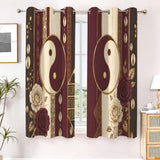 Pair of 52x63 blackout grommet curtains with Harmony Heritage burgundy and gold design — additional view 7