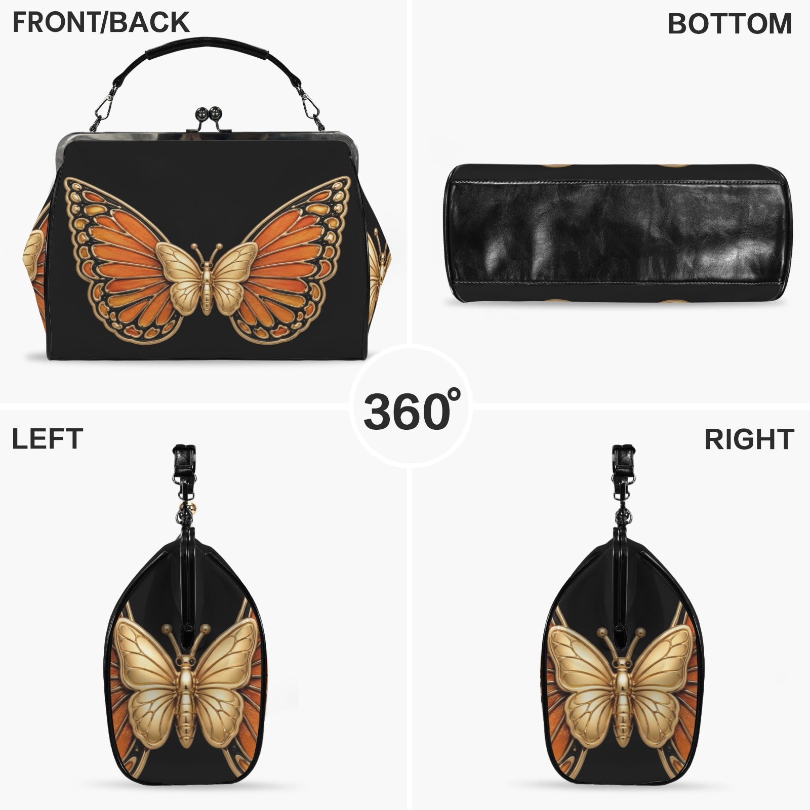 Rich and Rich Women's Orange Monarch Kisslock Crossbody Shoulder Bag - Rich and Rich Homeopportunities