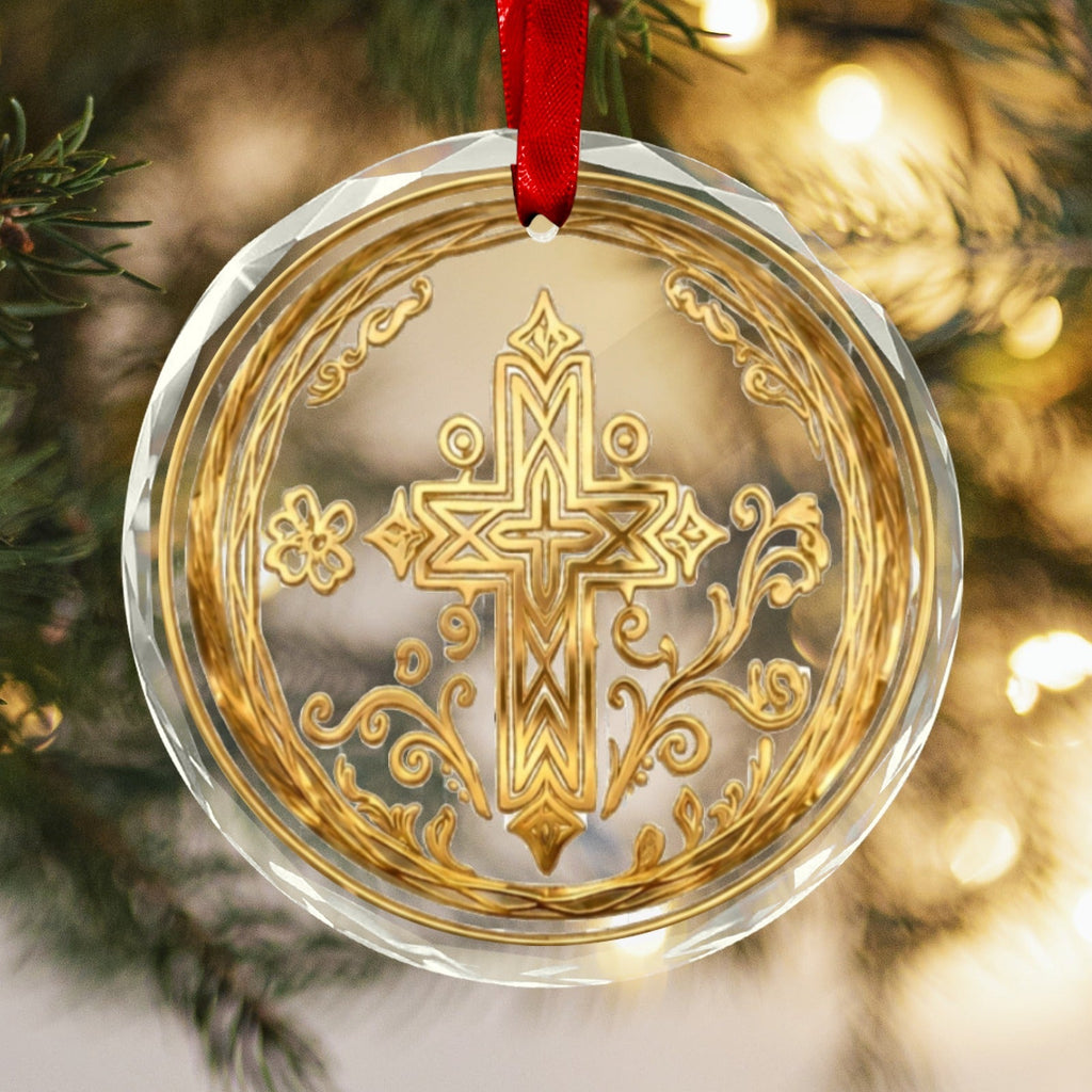 Unity In Harmony Set Of Three Round Crystal Glass Ornaments