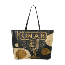 Load image into Gallery viewer, Rich and Rich Microphone Vibes Women's PU Leather Beige Tote Bag Chic Leather Tote Bag (Model 1709) - Rich and Rich Homeopportunities

