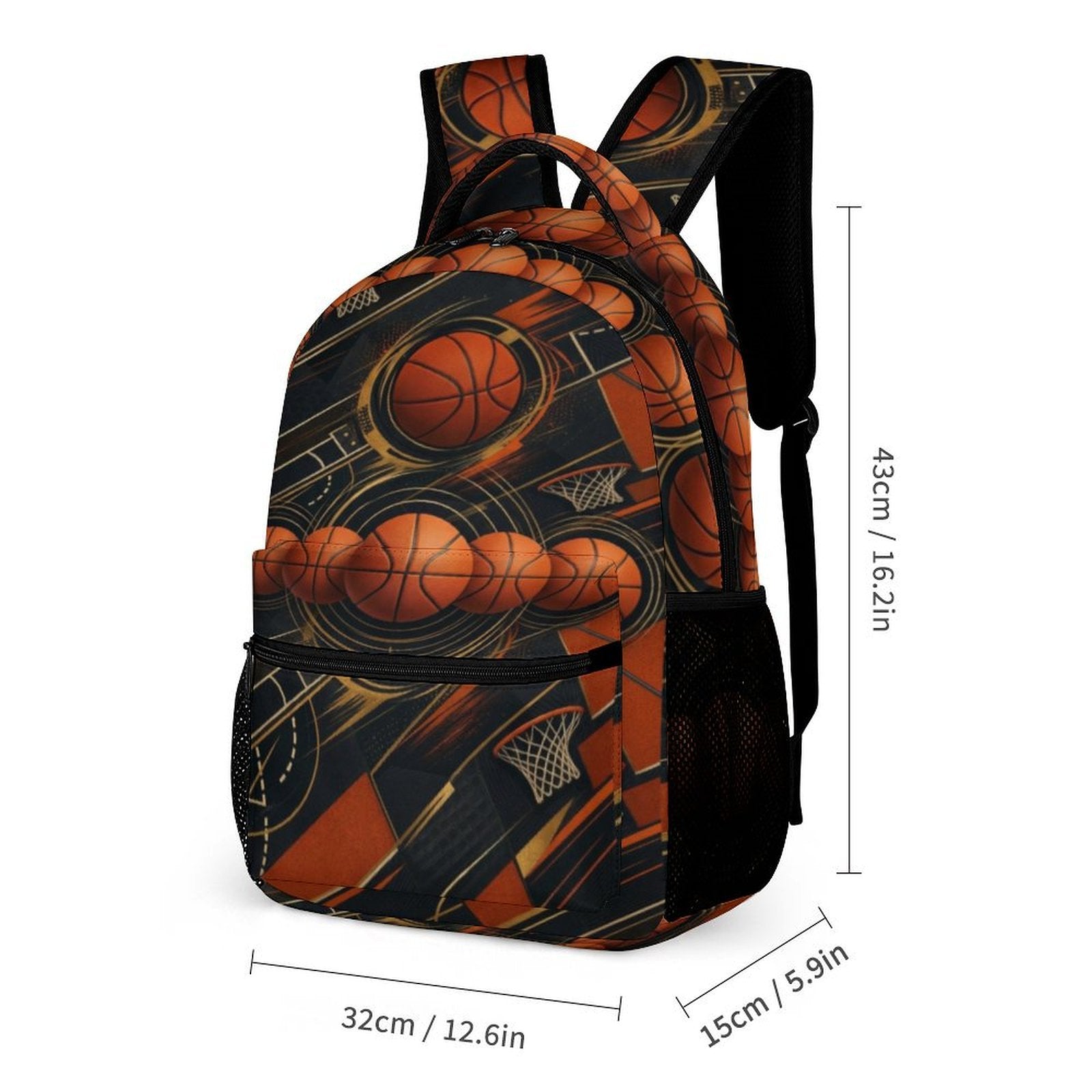 Basketball designer backpack with coordinating insulated lunch bag and pencil case — additional view 7