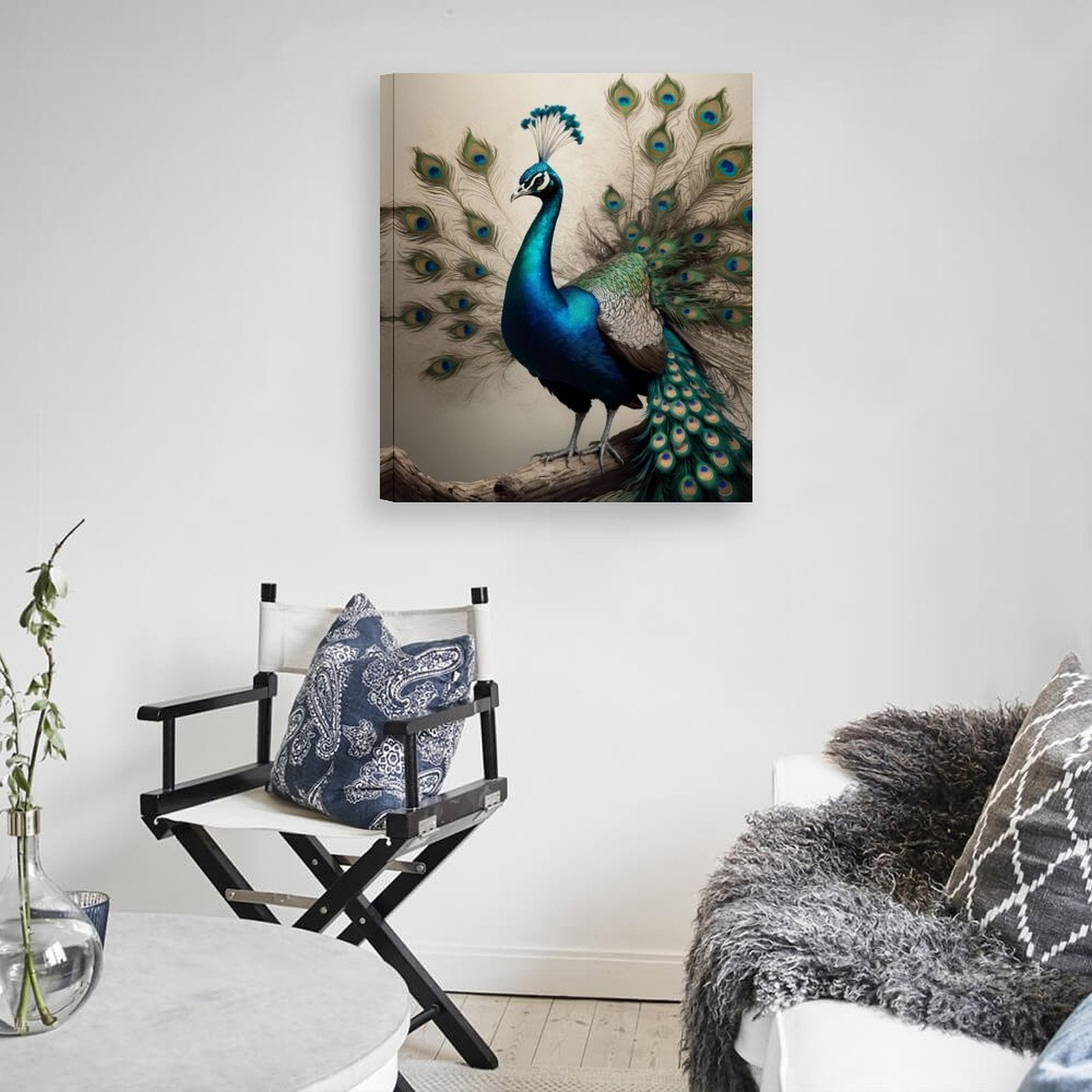 Amazing Peacock Decorative Canvas Painting 20x24 Vertical Frame