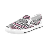 Critter Kicks Zebra Zest Girls Black and White Canvas Slip On