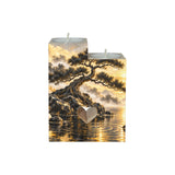 Rich and Rich Black Pine Beneath a Golden Sun  Wooden Candle Holder