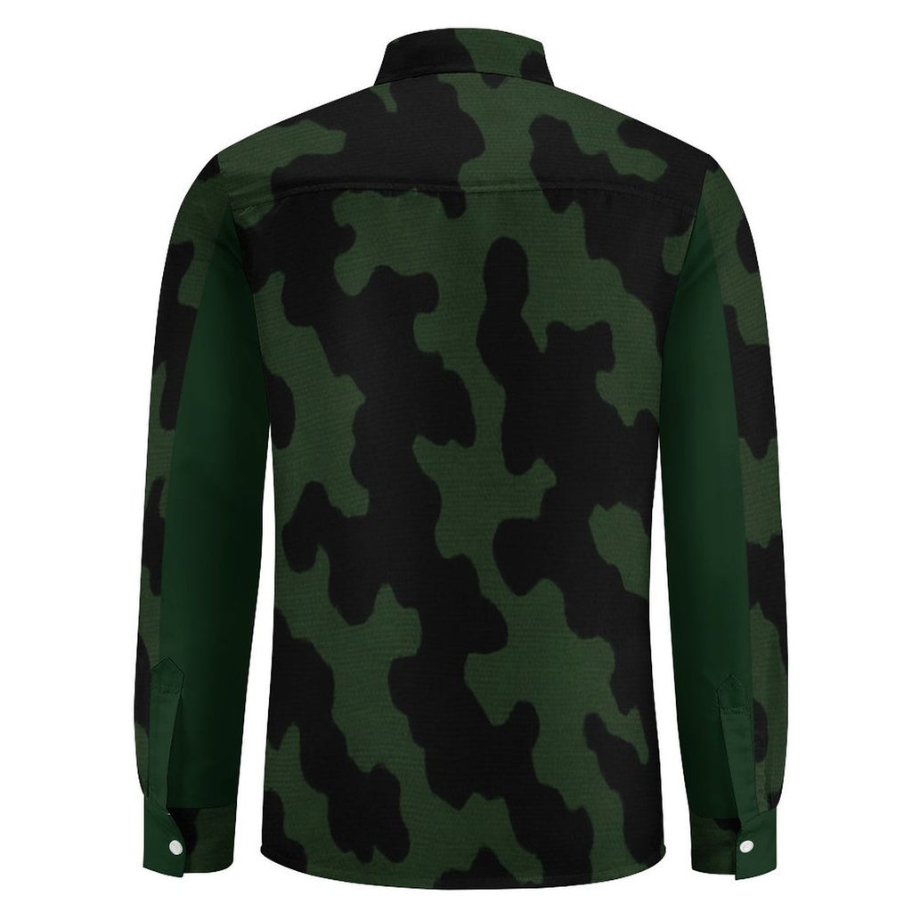 Rich and Rich Green Camo Men's Long Sleeve Casual Shirt