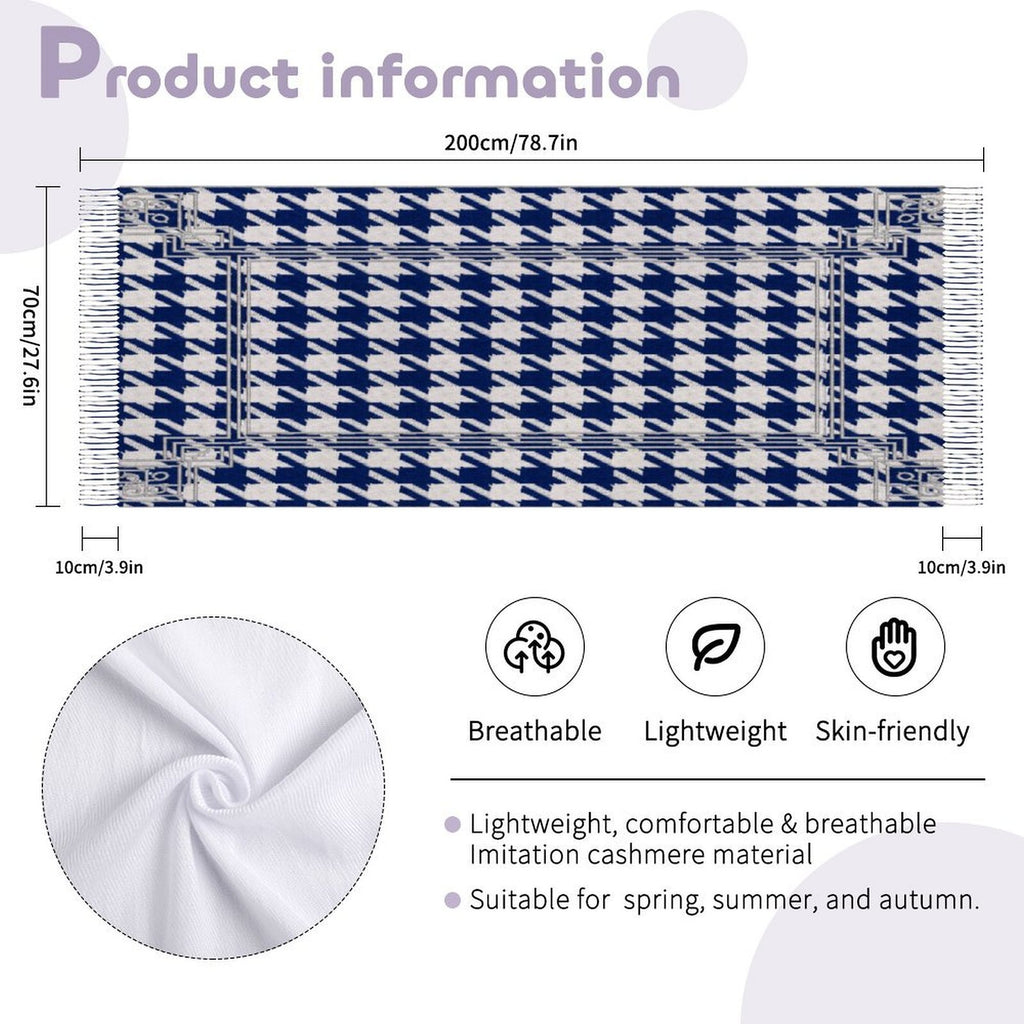Rich and Rich Royal Blue and Silver Women’s Designer Tassel Scarf | Soft Imitation Cashmere Fashion Scarf