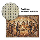 1000-piece wooden mosaic puzzle of figures dancing under firelight, warm tones — side view