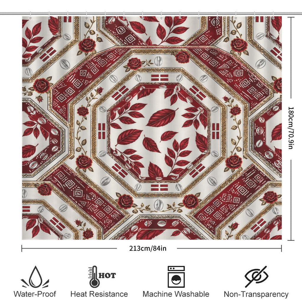 The Tribal Elegance Harmony Series – Crimson Oasis Shower Curtain Shower Curtain 84x70.9inch - Rich and Rich Homeopportunities