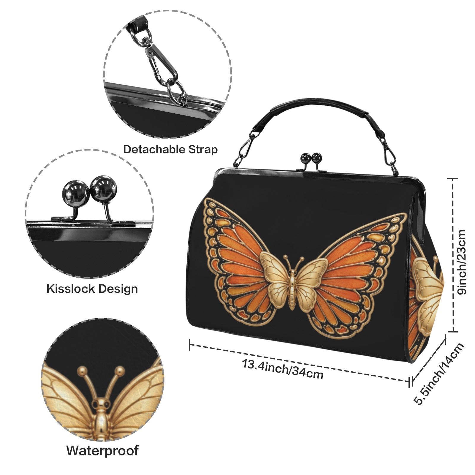 Rich and Rich Women's Orange Monarch Kisslock Crossbody Shoulder Bag - Rich and Rich Homeopportunities