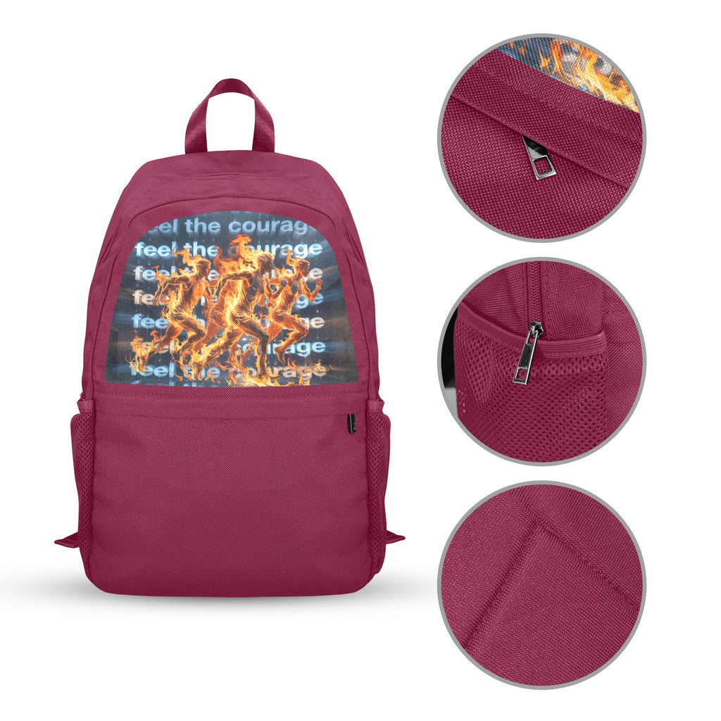 Rich and Rich Feel The Courage Track and Field Burgundy Unisex Backpack | Durable Travel &amp; School Bag