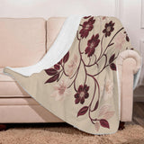 Burgundy blossom printed throw blanket with Sherpa fleece backing, 50 by 60 inches — additional view 8