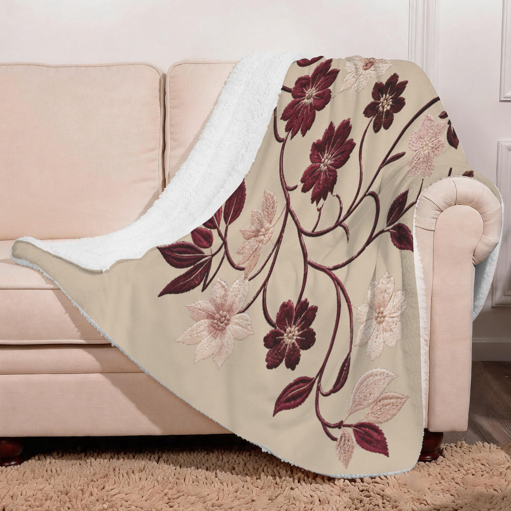 Rich and Rich Burgundy Blossom Luxe Throw Sherpa Fleece Blanket 50"x60" - Rich and Rich Homeopportunities