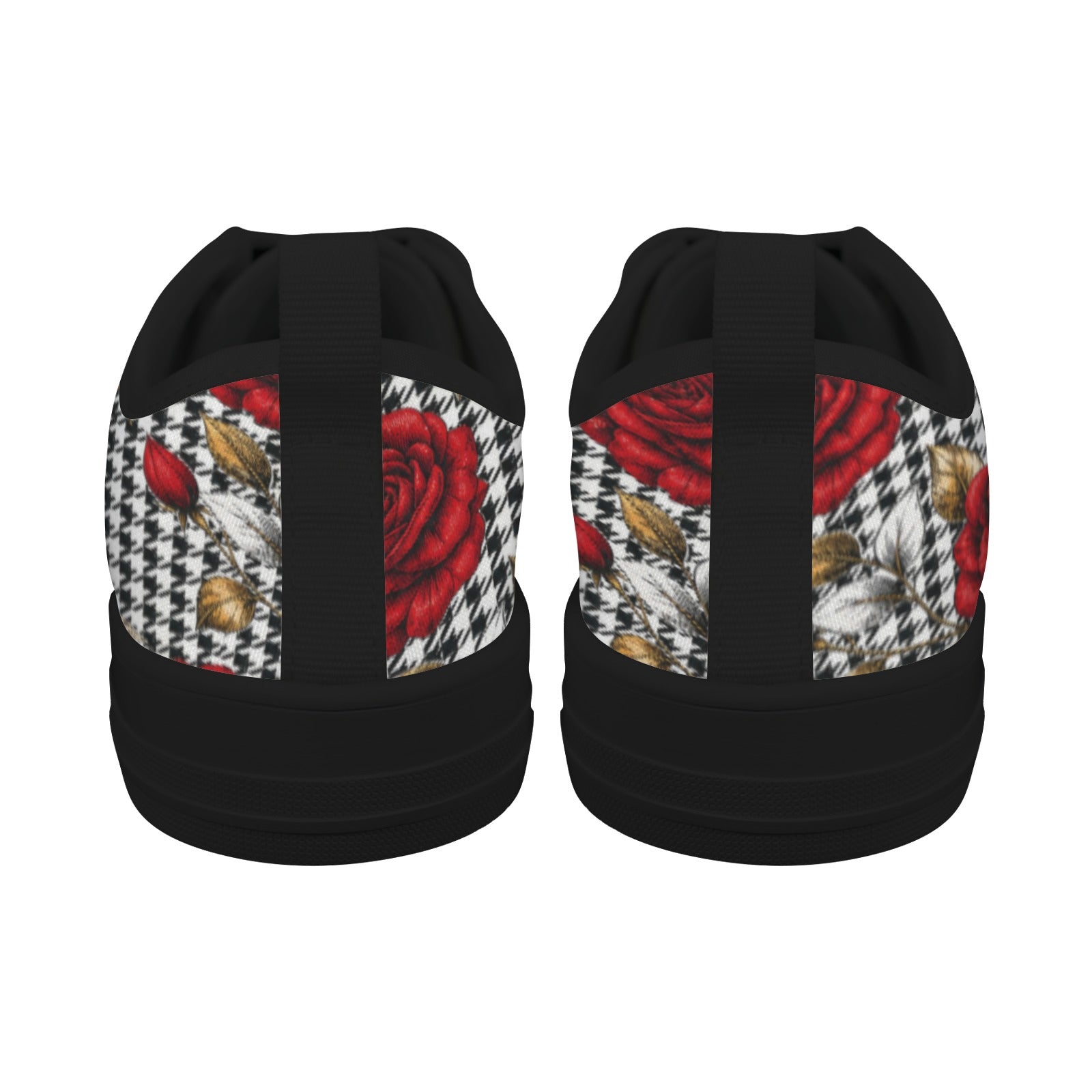 Rich and Rich Red Rose Houndstooth Low Top Women's Sneakers