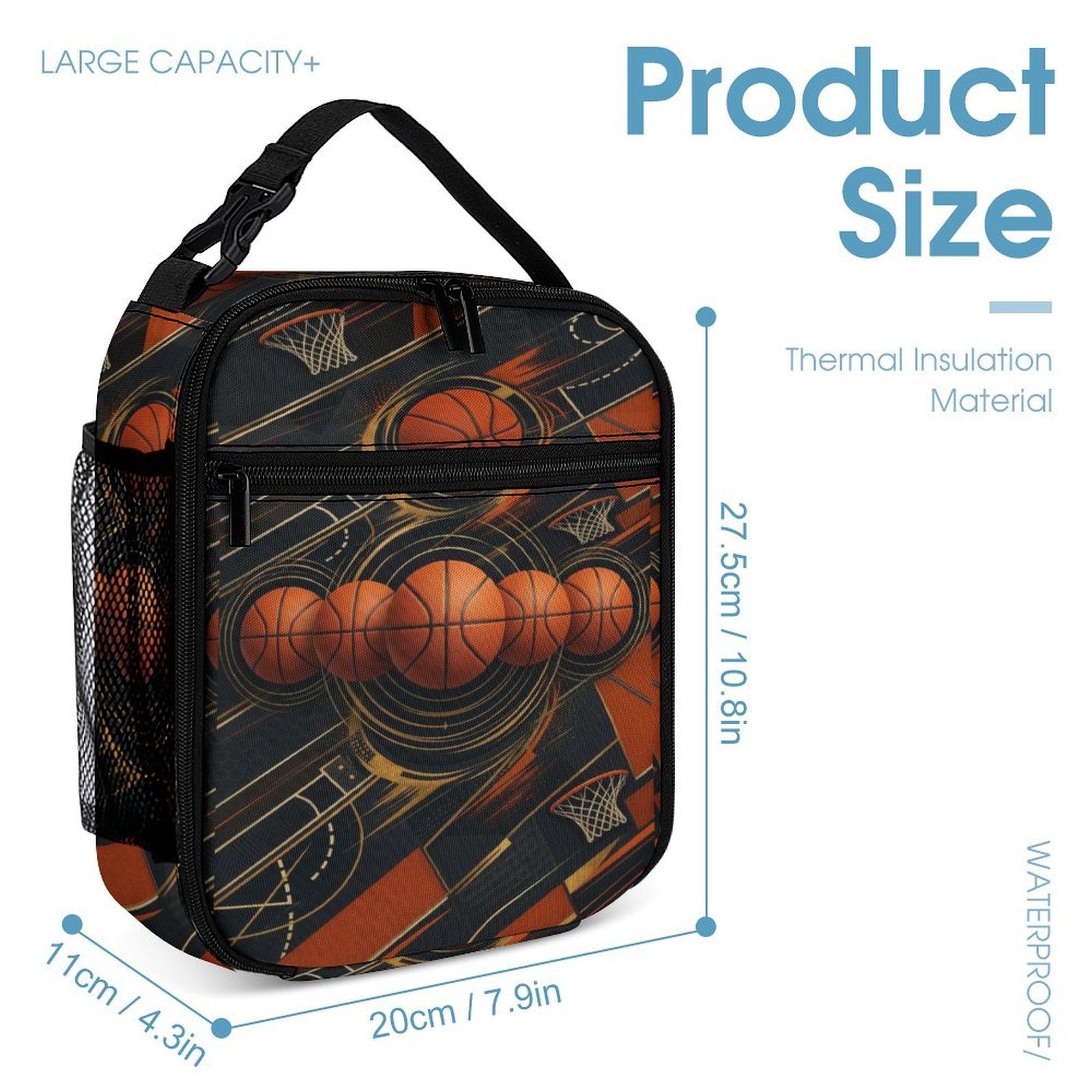 Basketball designer backpack with coordinating insulated lunch bag and pencil case — additional view 9