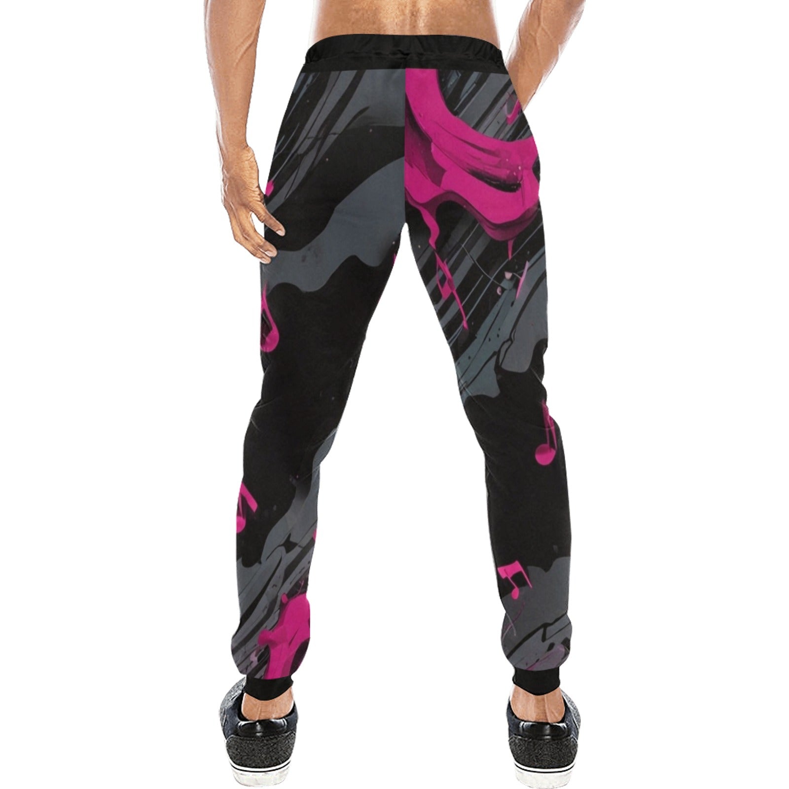 R&RH Magenta Graphic Men's All Over Print Sweatpants with tapered fit and deep pockets