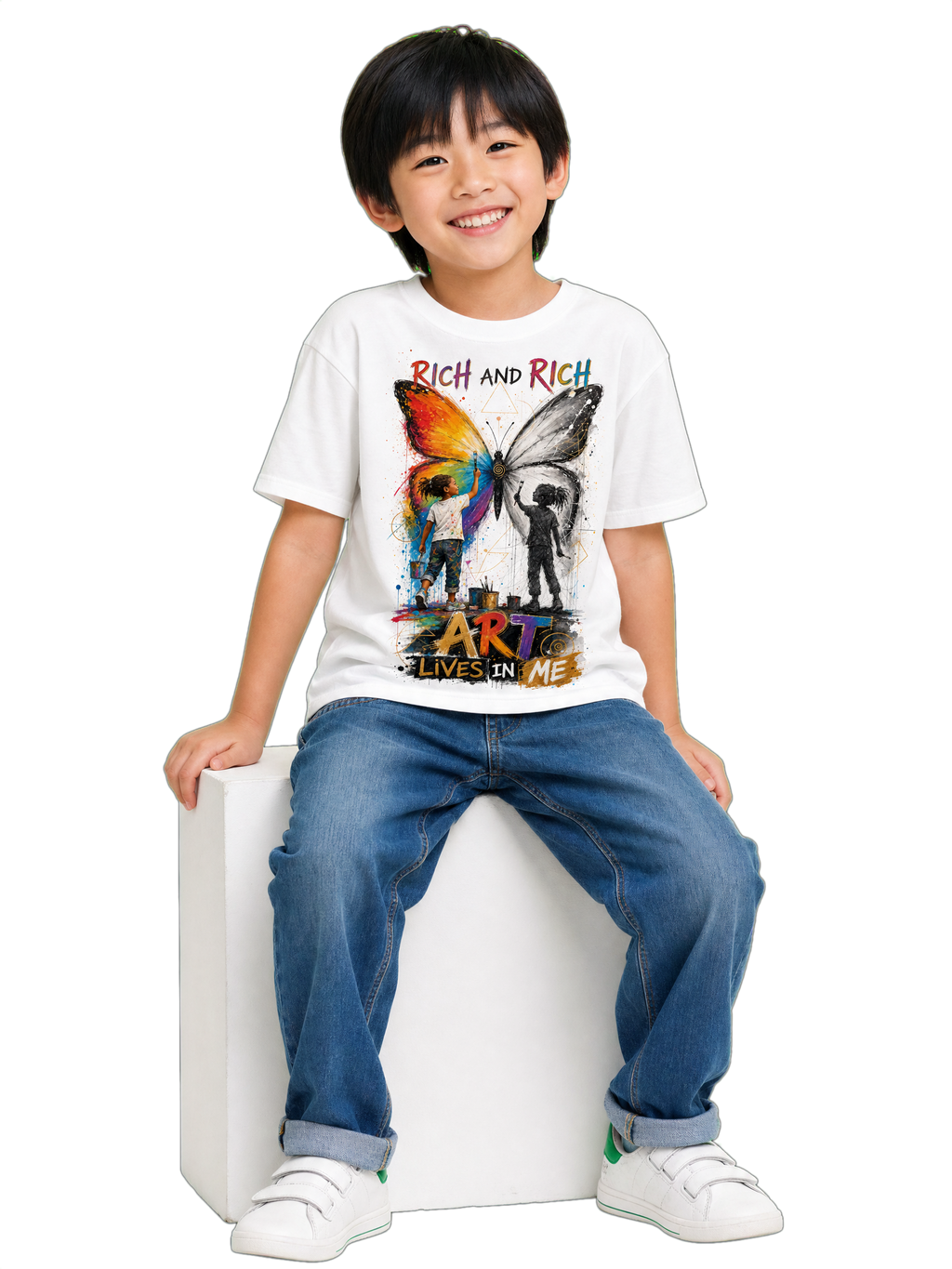 Rich and Rich Art Lives in Me Kid's T-Shirts