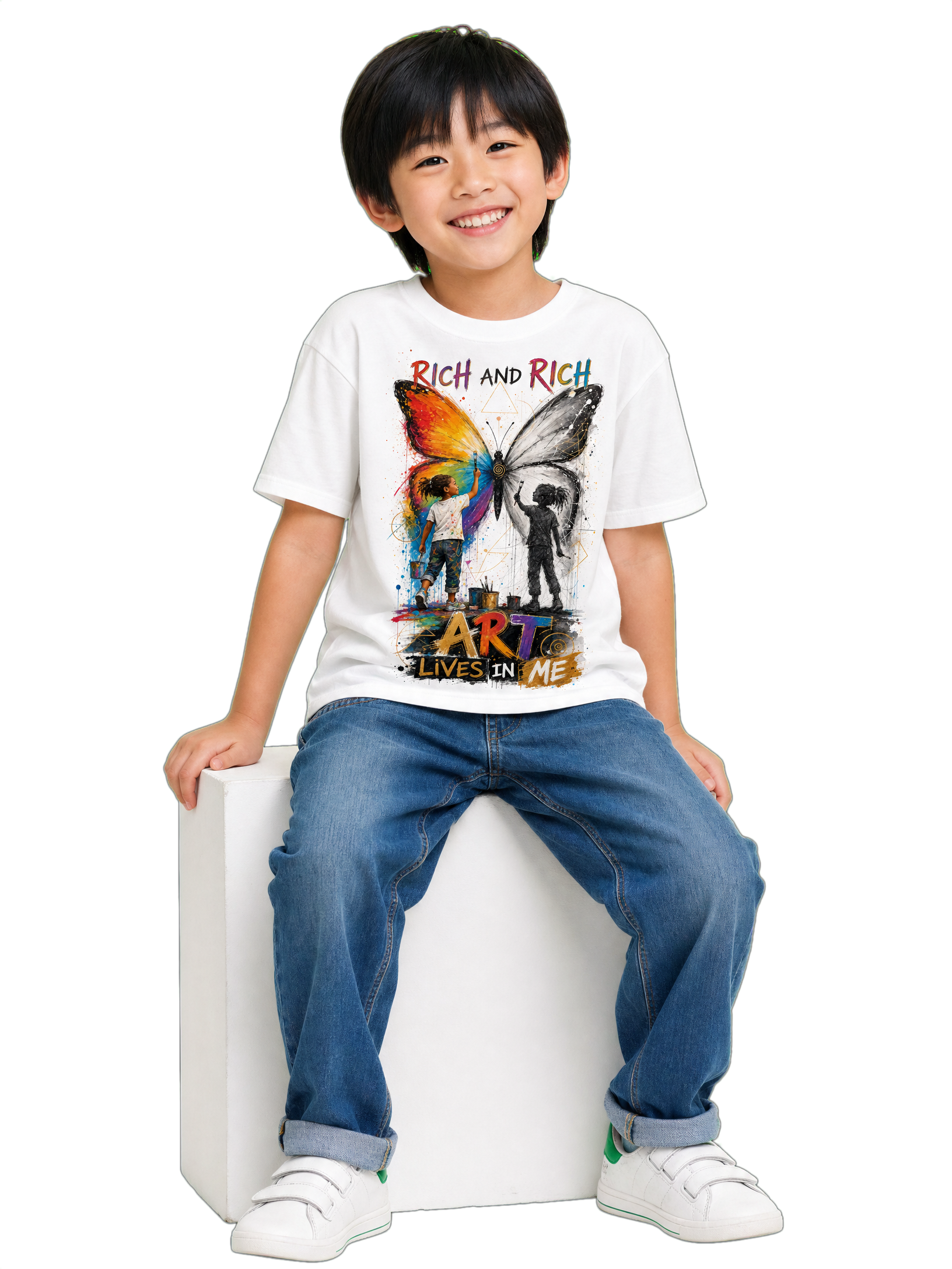 Rich and Rich Art Lives in Me Kid's T-Shirts