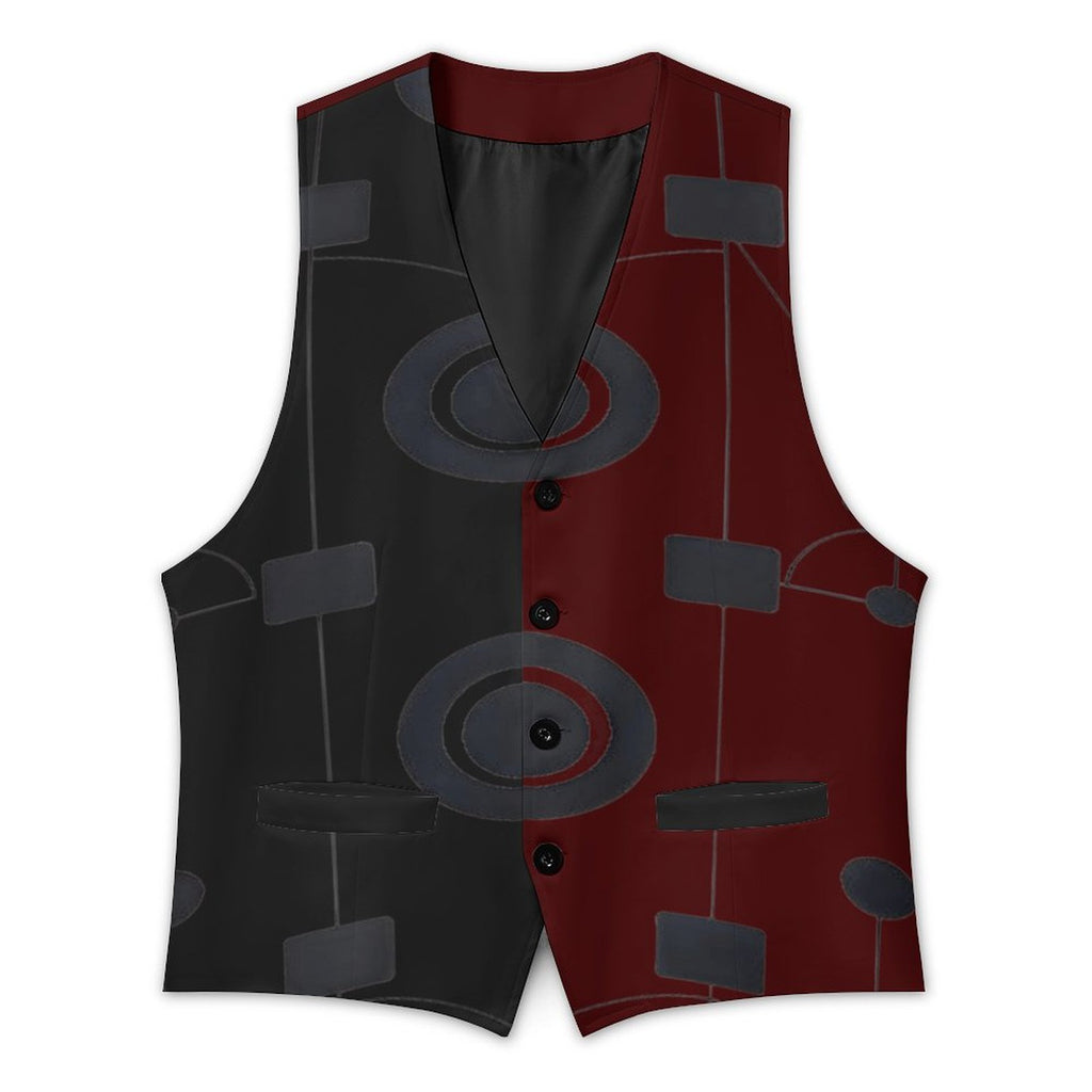 Men's sleeveless classic polyester suit vest with black buttons and front pockets