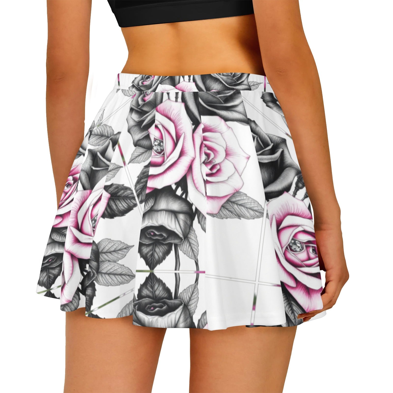 R&RH Pink Roses Skater Skirt with vibrant floral print on soft fabric