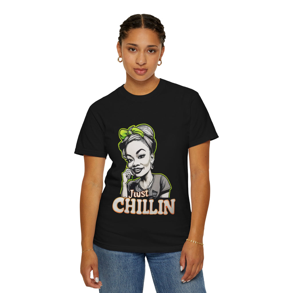 Unisex Just Chillin' Graphic T-shirt in vintage style, casual summer wear with vibrant design