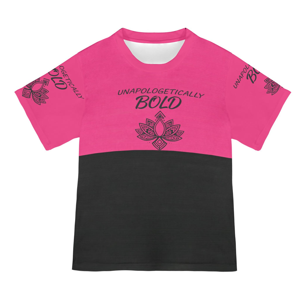 Rich and Rich Unapologetically Bold Women's Pink and Black Mesh T-Shirt