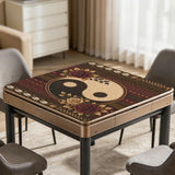 33x33 mahjong table mat with Harmony Heritage burgundy and gold patterned print and rubber backing — additional view 8