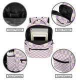 a Retro Checkerboard Lavendar Pastel Girls Large Capacity Backpack