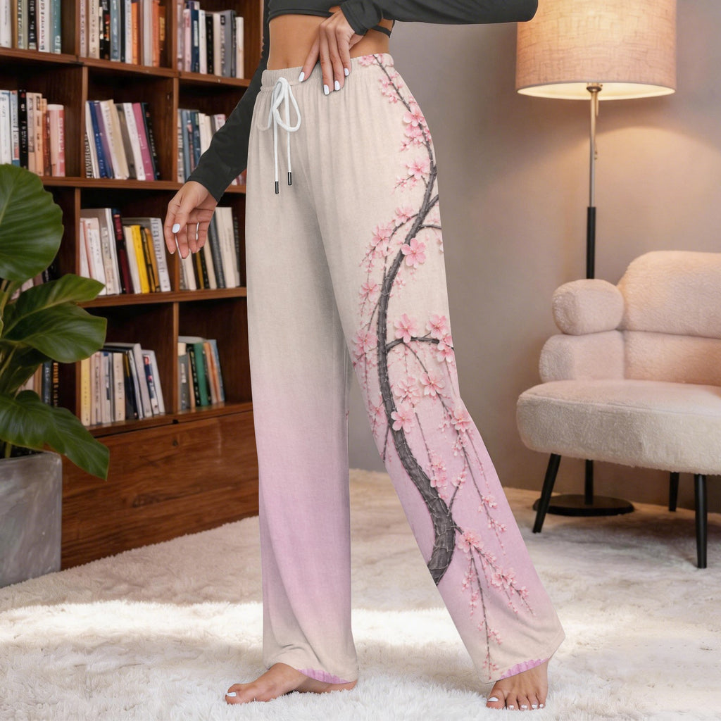 Japanese Cherry Blossom Pink Women's Drawstring Lounge Pants