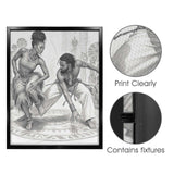 Juba and Capoeira Rhythm Circle Monochrome Canvas Art