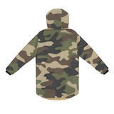Camo green mid-length men's hooded coat with fleece lining and zip closure — additional view 9