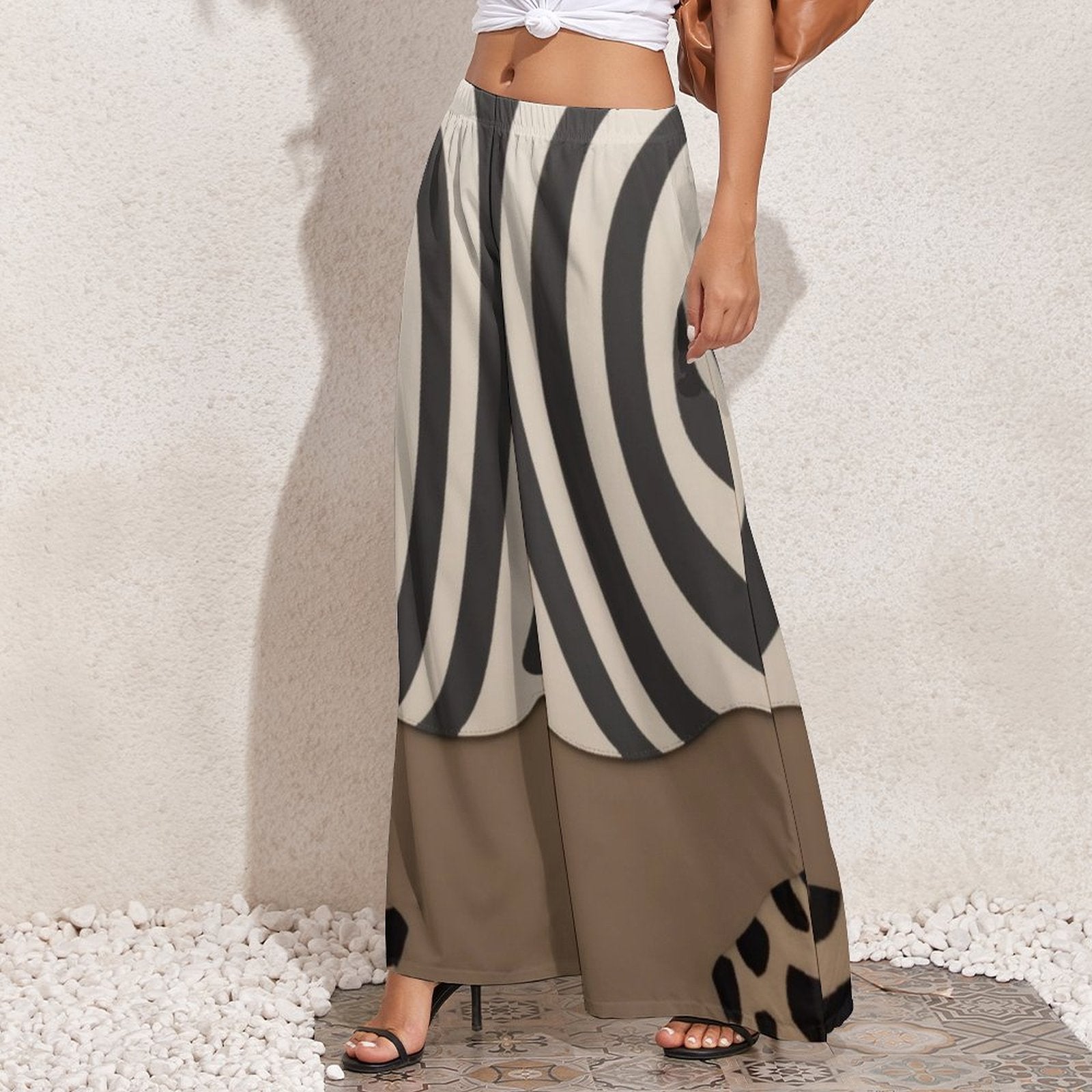 Rich and Rich Women's Wide Leg Pants with Zebra Animal Print