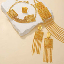 Load image into Gallery viewer, 18K Gold-Plated 5-Piece Multi-Layer Tassel Jewelry Set for Weddings

