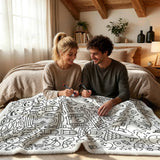Rich and Rich Color-Me Cozy Spooky White Doodle Blanket 100 × 150 cm