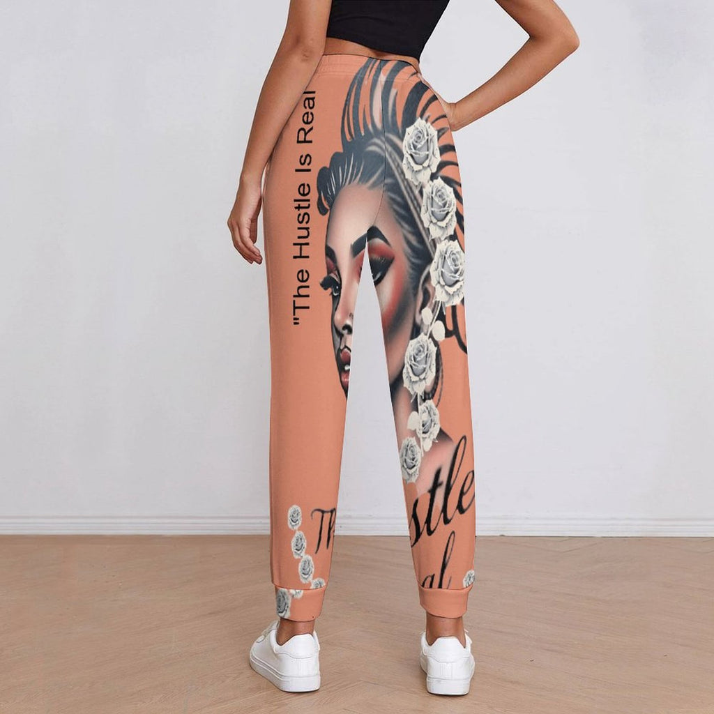 Rich and Rich The Hustle Is Real White Roses Women's Sweatpants with elastic waistband and pockets