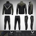 Vertex Negative V Tracksuit in graphite with signal orange geometric Vertex menswear design