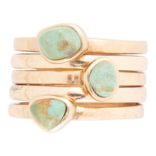 Load image into Gallery viewer, Blue Turquoise Golden Stacking Ring Set
