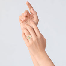 Load image into Gallery viewer, Blue Turquoise Golden Stacking Ring Set

