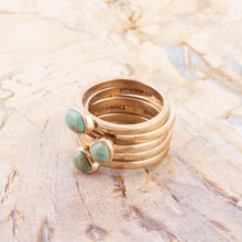 Load image into Gallery viewer, Blue Turquoise Golden Stacking Ring Set
