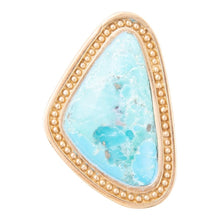 Load image into Gallery viewer, Blue Turquoise Triangle Golden Statement Ring

