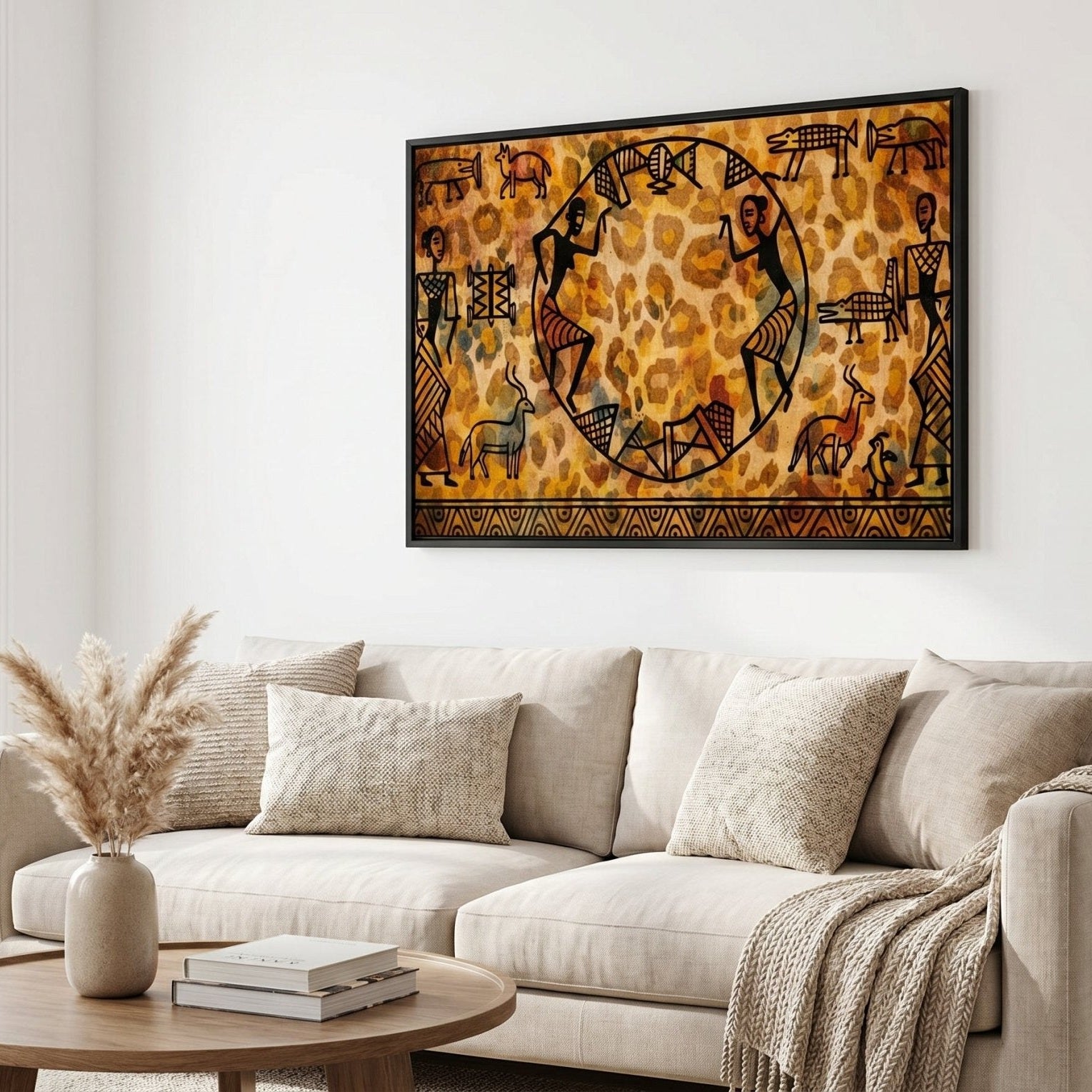 African abstract print on 32 x 24 stretched canvas with wooden frame — additional view 7