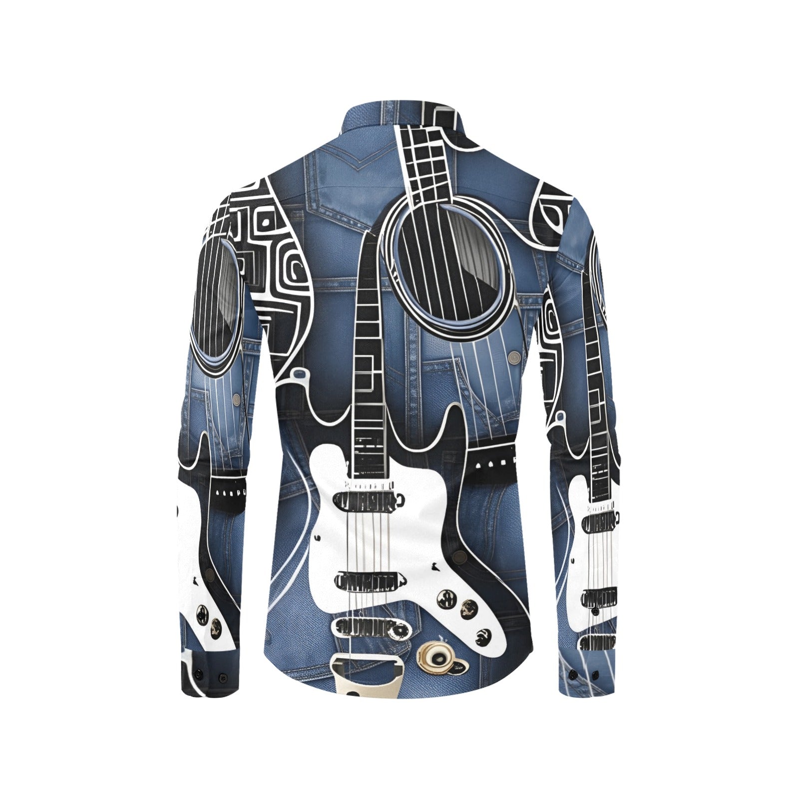 Rich and Rich Men's Blue Guitar Dress Shirt