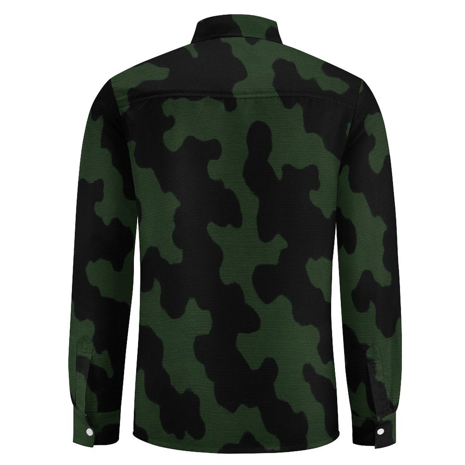 Rich and Rich Side Green Camo Men's Long Sleeve Casual Shirt