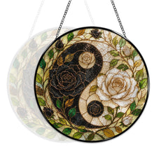 Load image into Gallery viewer, Rich and Rich Harmony Heritage Yin Yang Roses Glass Suncatcher
